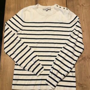 Loft Cream and Navy striped lightweight sweater. Size medium.
